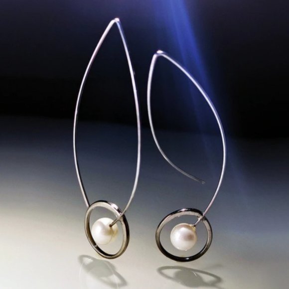 Anthropologie Jewelry - Nicha Silver Round Pearl Earrings